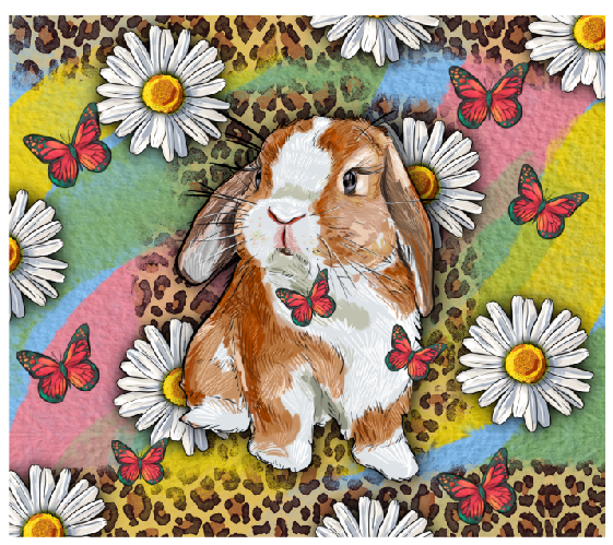Watercolor Easter Bunny Full Color Skinny Tumbler Wrap
